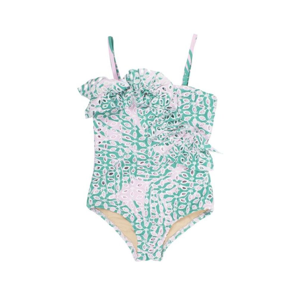 Shade Critters Girls Ruffle One-Shoulder Swimsuit, Multicolor